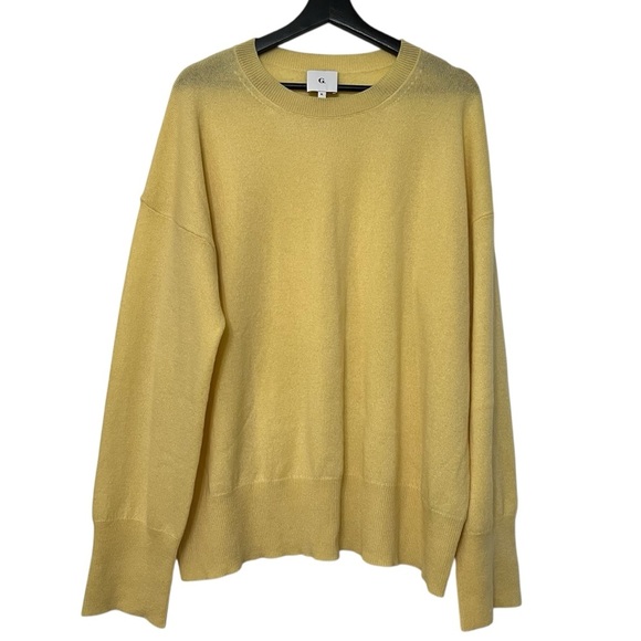 G. Label by Goop GWYN Cashmere Crewneck Sweater Butter Yellow XL Cozy Luxury